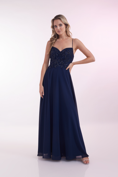 Langes Ballkleid in stormy blue