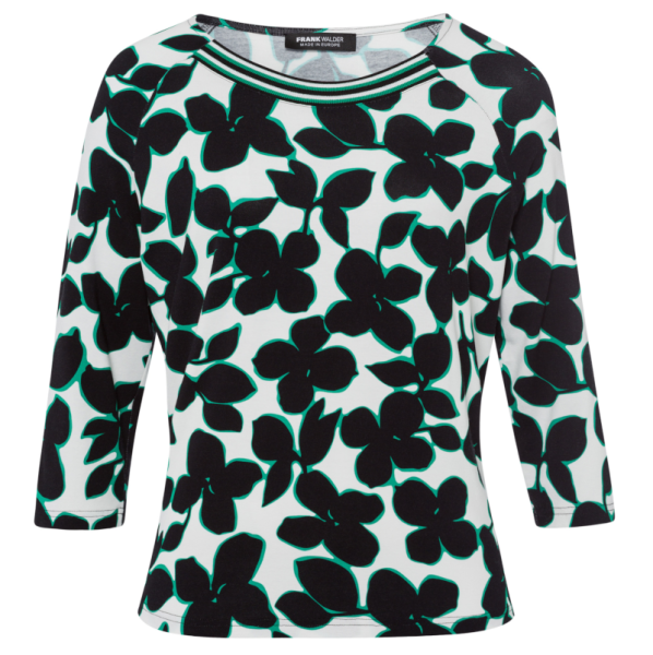 3/4 Arm Shirt in schwarz-emerald green