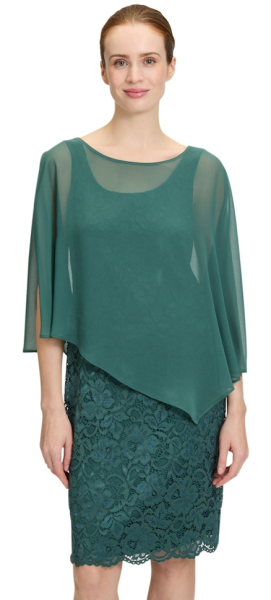 Mittellanges Kleid mit Volant in dark emerald