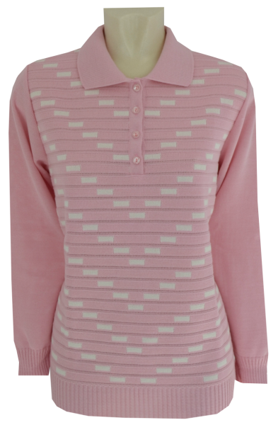 Pullover mit Kragen in rose-ecrue