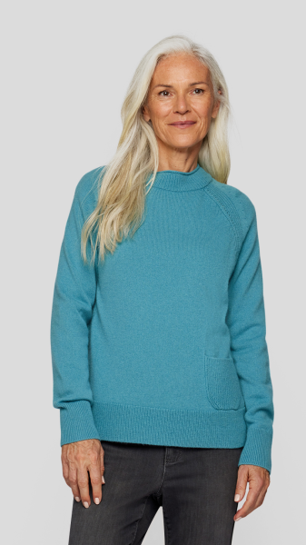 Turtle Woll Pullover in Pfauenblau