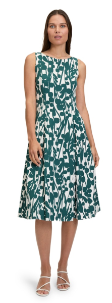 Mittellanges Kleid mit Druck in Green-Dark Green