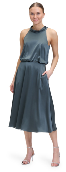 Midi langes Kleid in grey-olive