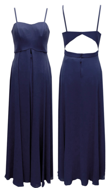 Langes Ballkleid mit Hose in marine-blau