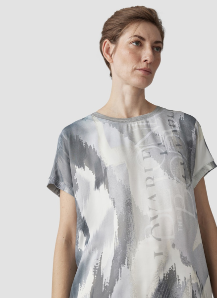 1/2 Arm Shirt in silbergrau mit Print