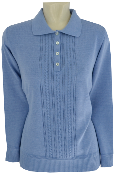 Pullover mit Kragen in bleu meliert