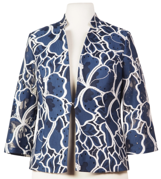 Blazer Jacke in nacht-blau-offwhite gemustert