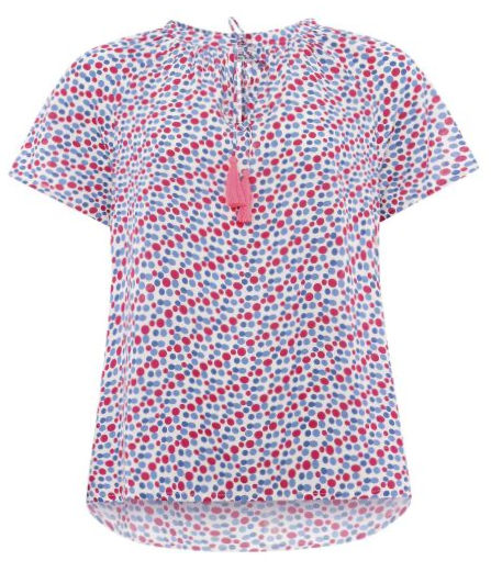 Kurzarm Blusen-Shirt mit Punkten in mehrfarbig